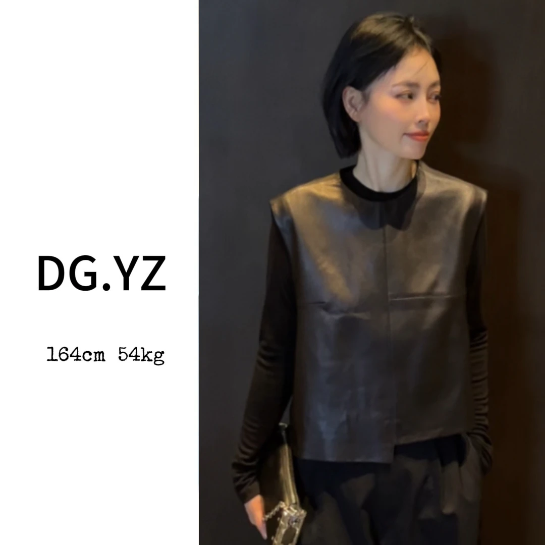 【樱子家】2961F新款圆领无袖真皮坎肩修身显瘦马甲7