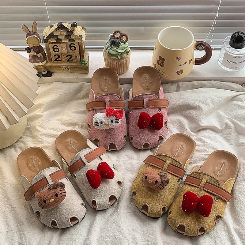 女童凉鞋夏季可爱卡通KT猫包头凉鞋休闲风女孩包头勃肯拖鞋公主鞋