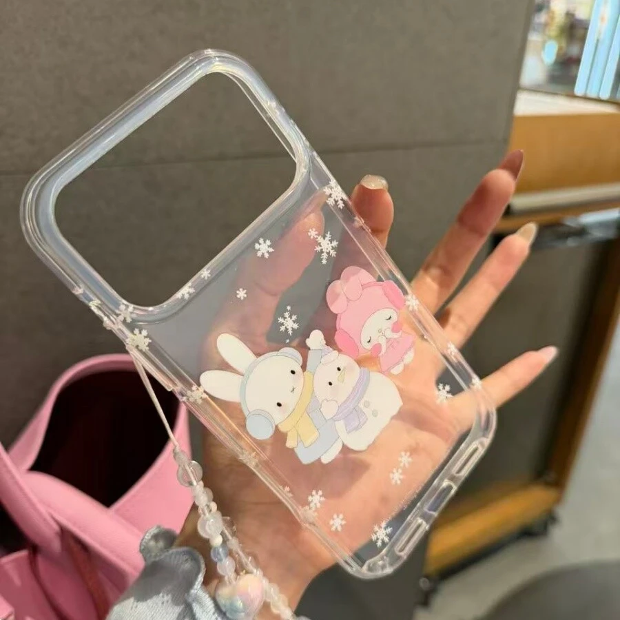 冬季温暖米菲美乐蒂堆雪人适用iPhone17promax透明16pro手机壳15