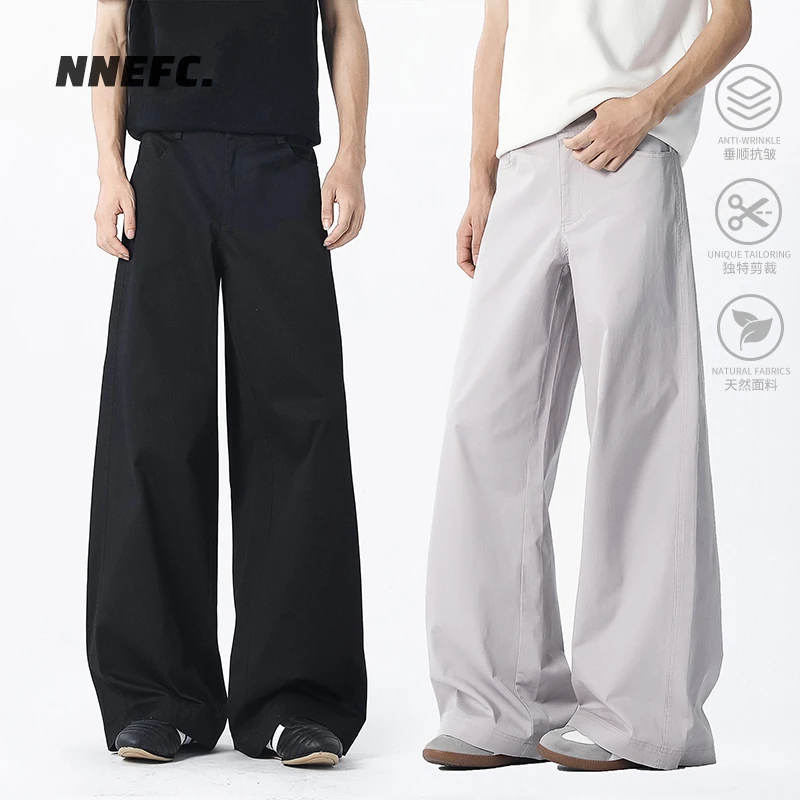 NNEFC美式复古纯色弯刀休闲裤男女同款百搭宽松潮流休闲工装裤子
