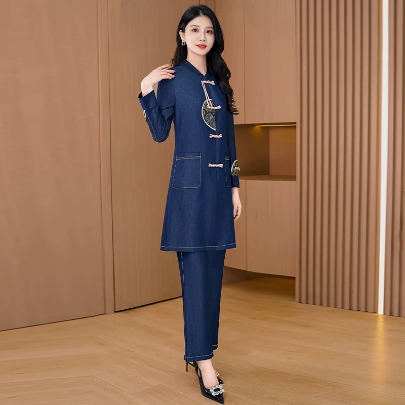 女款气质服装牛仔流行时尚套装2025新款秋季贵夫人品牌气质两件套