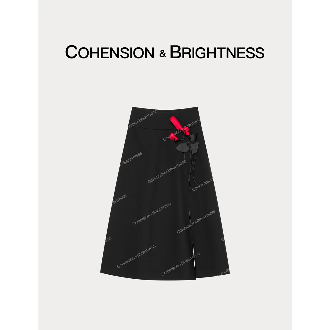 凝慧真的好【硝烟玫瑰】春季时尚高腰立体花百搭时尚半身裙QQ083