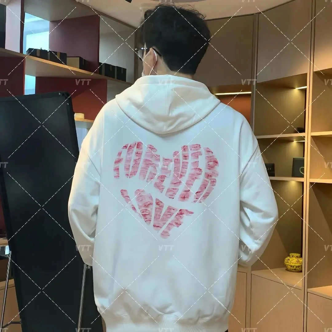 vtt唇印卫衣diy口红印纪念卫衣字母模板连帽宽松情侣装秋季男上衣