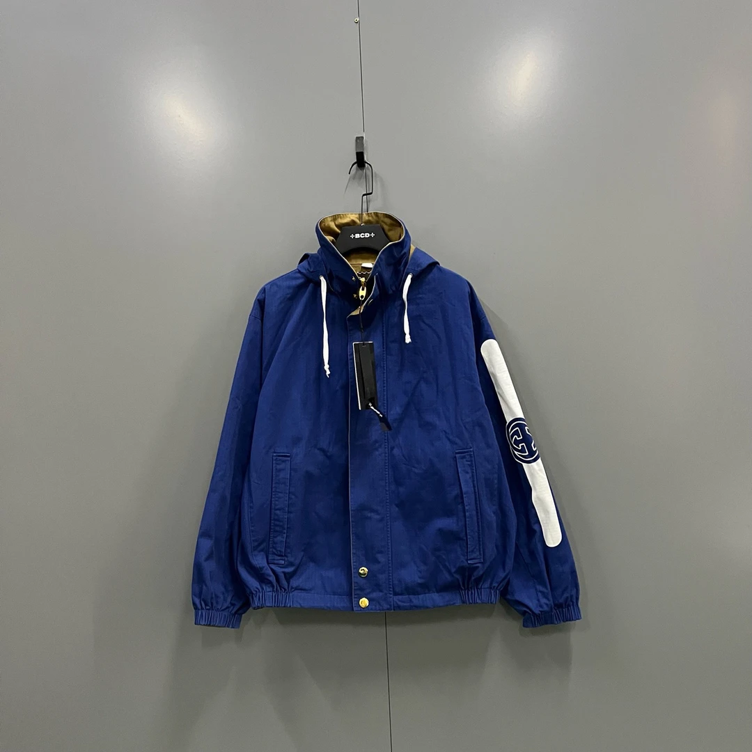99新 GUCCI/古驰 (ll) 侧边logo印花双面夹克 44码/206434