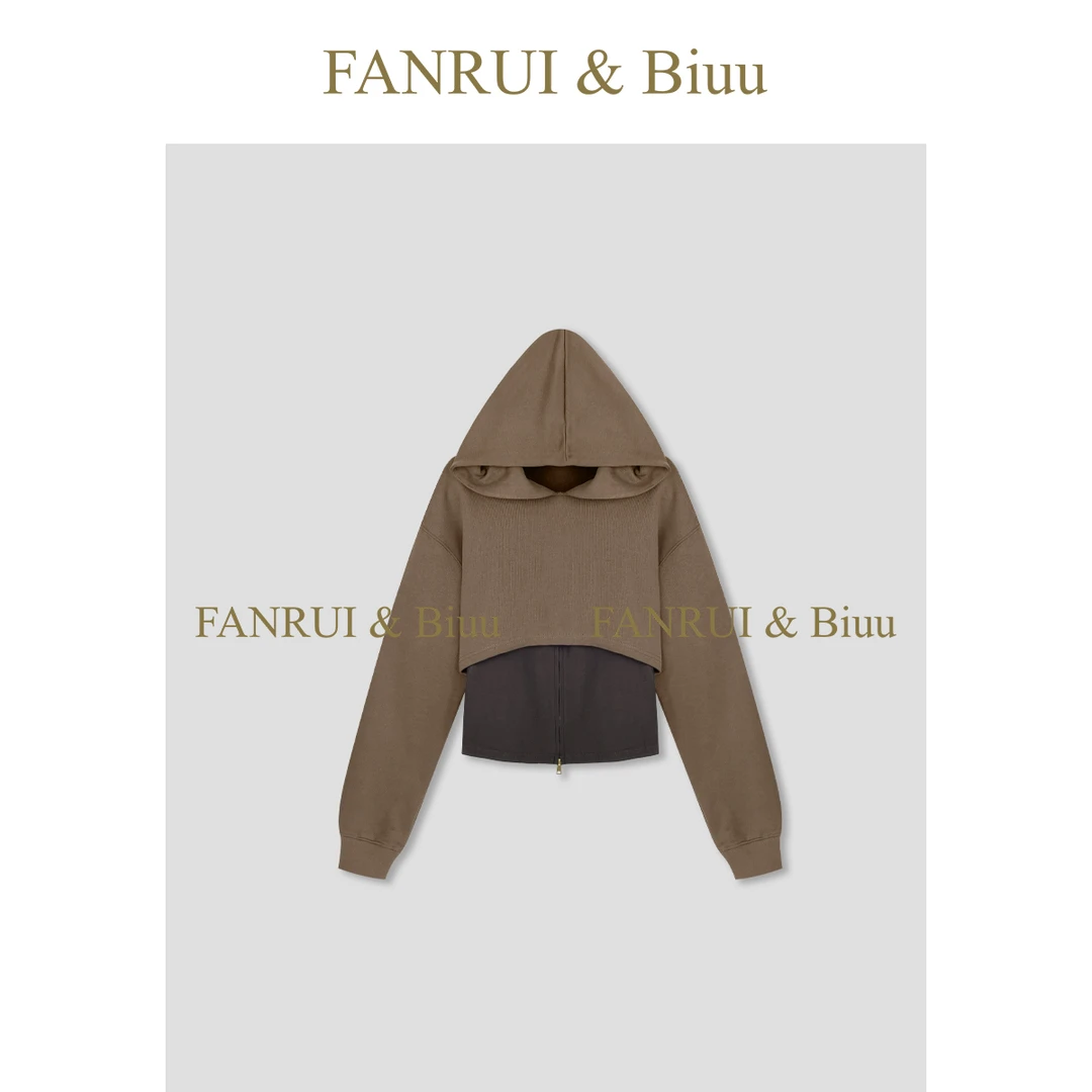FANRUI/泛芮「贝贝biuu」时髦设计感两件套连帽百搭复古卫衣B18532