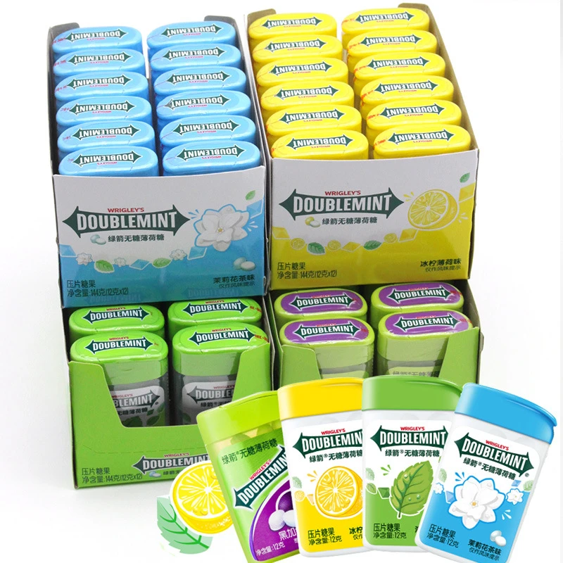 箭牌糖果绿箭无糖薄荷糖12g*12盒约20粒装黑加仑茉莉原味冰柠