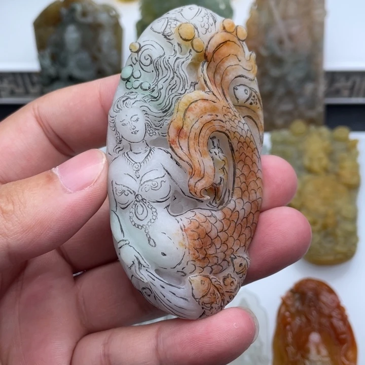 未镶嵌定制翡翠美人鱼