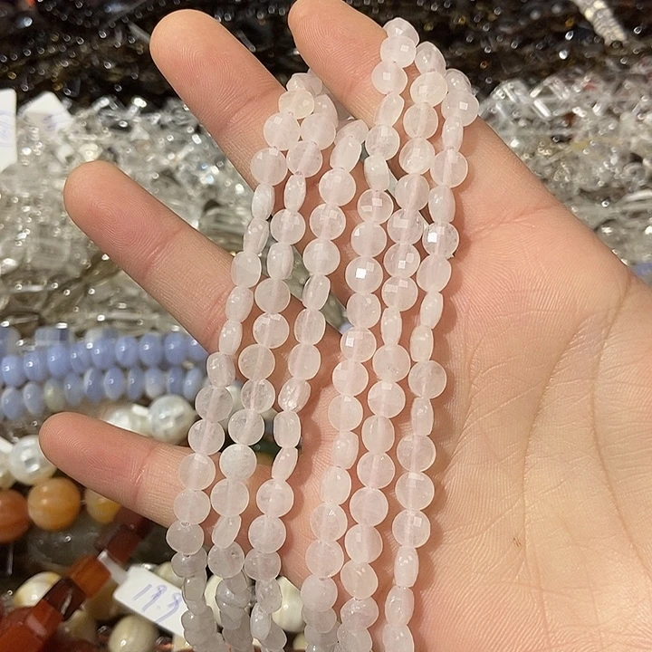 珠宝半成品紫晶银S925镶嵌粉水晶切面