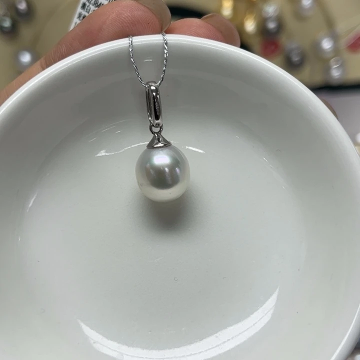 银S925镶嵌海水珍珠颈饰澳白10-11mm129