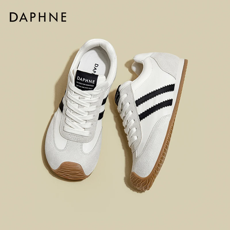 达芙妮时尚潮流德训鞋女2025春秋新款舒适软底板鞋休闲拼色运动鞋
