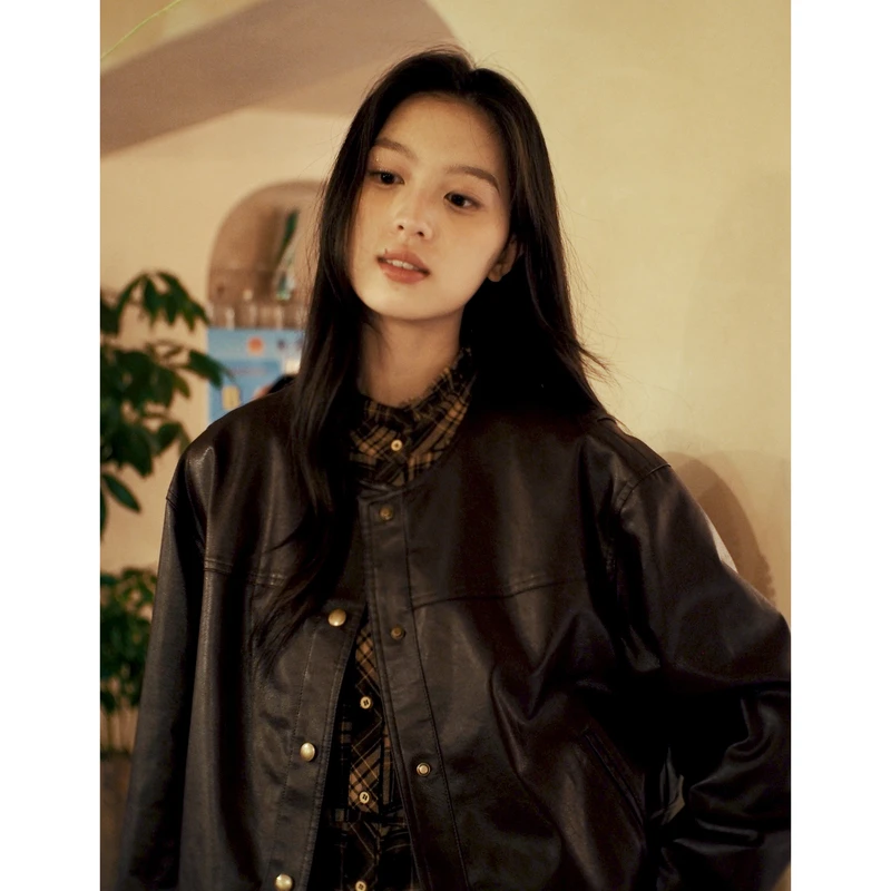 0251【赵老板专属】菀草壹秋季新款皮衣短款夹克外套W43801431