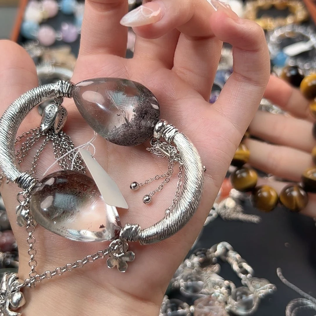 烟晶手链合金木*花手串