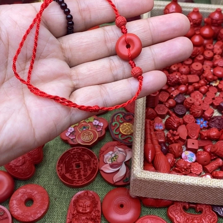 天然辰砂平安扣手绳脚链