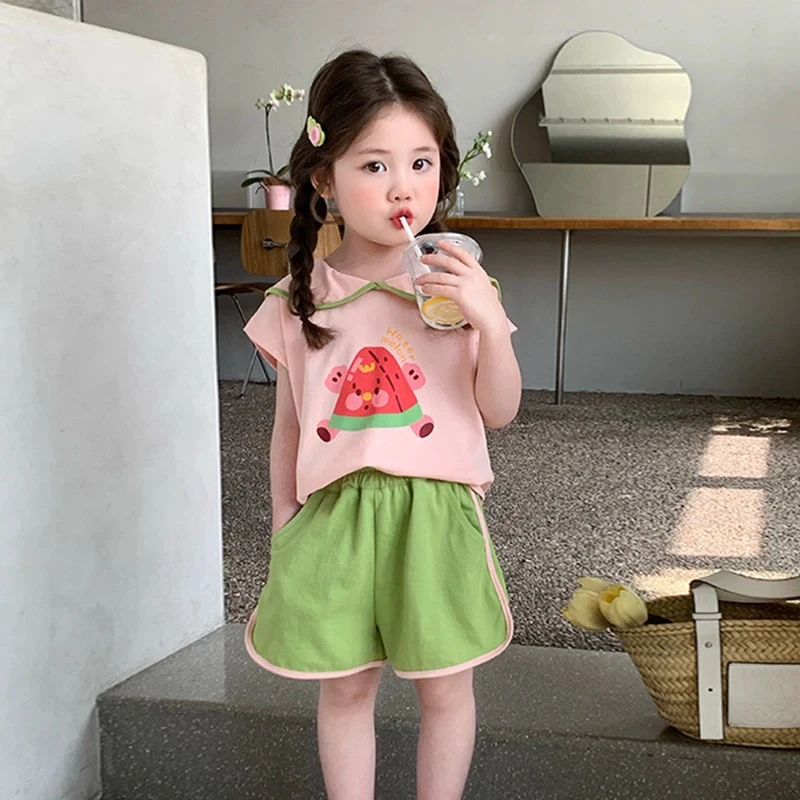女童洋气夏季新款短裤套装女宝宝2025新款时髦夏天两件套儿童休闲