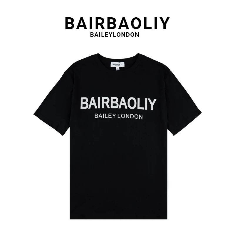 BAIRBAOLIY经典款简约字母极简风品质感修身版百搭短袖T恤男装