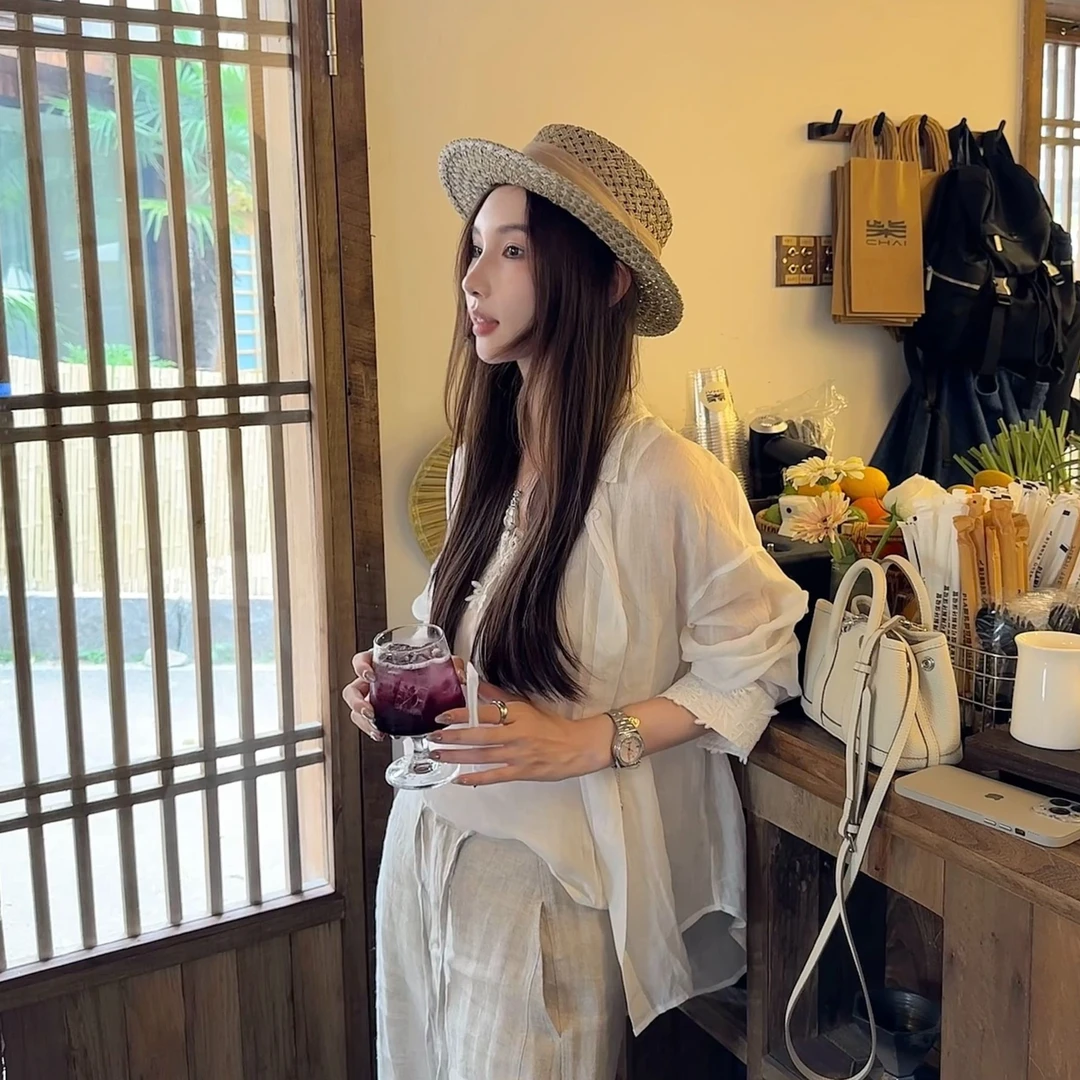 Nancy Lara 蕾丝袖口轻盈苎麻衬衫外套 NL491XV511