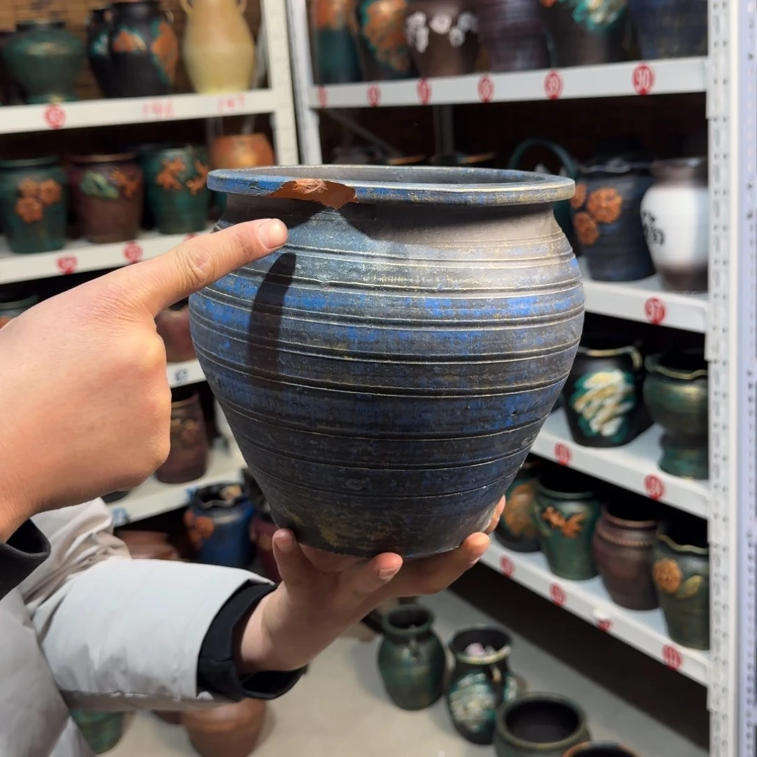 红陶红陶浮雕花盆炸炸炸