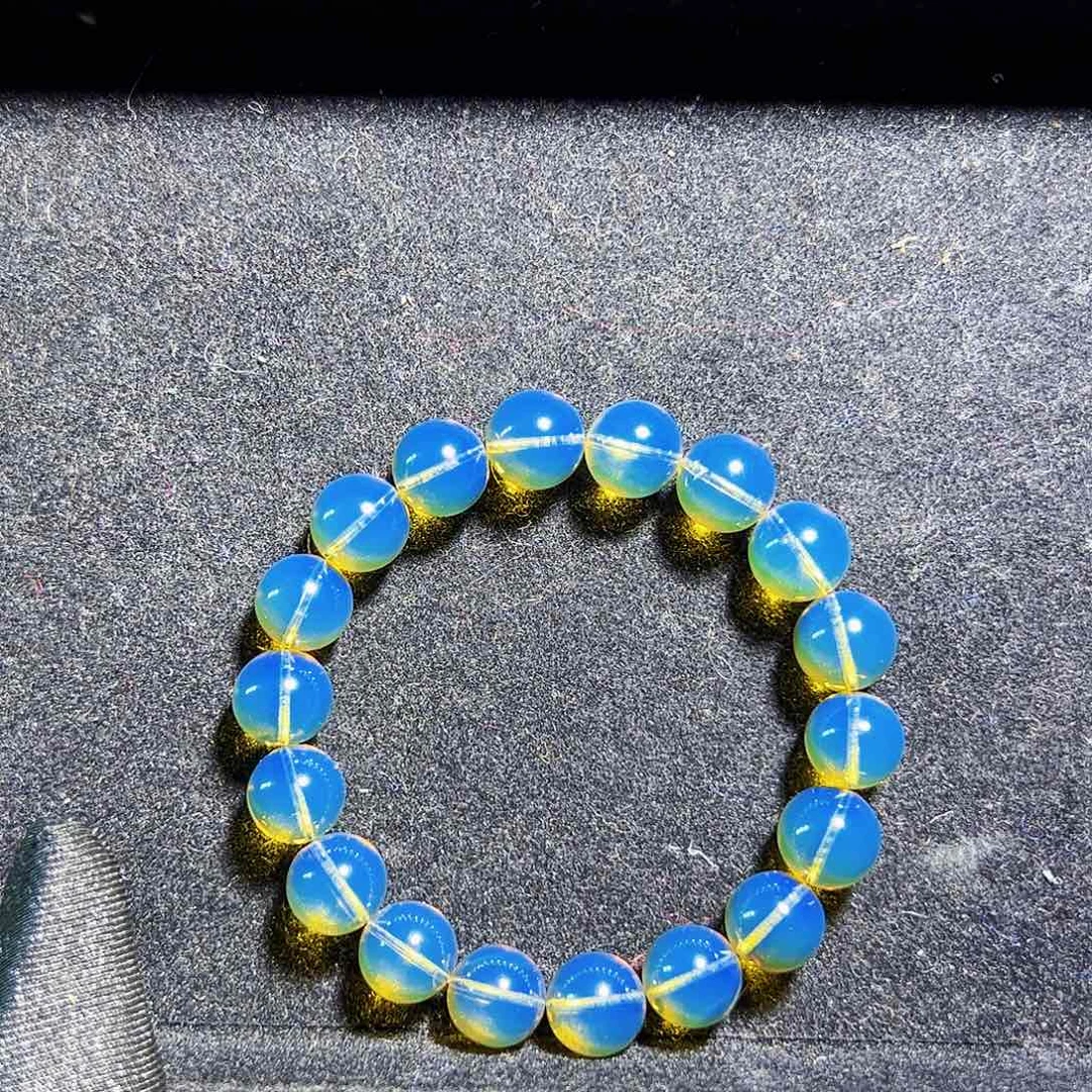 蓝珀珠宝奇石未镶嵌蓝珀异色珀毕业蓝11mm几乎净水