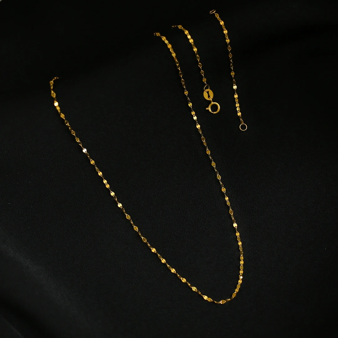 【柴柴】18k金百搭爆闪嘴唇链45cm