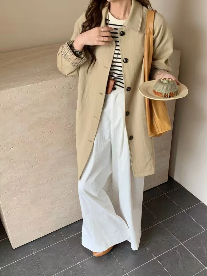 253女士简约款中长百搭风衣