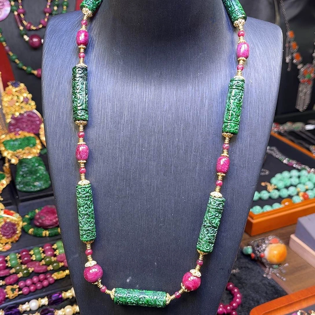 红宝石项链银S925镶嵌