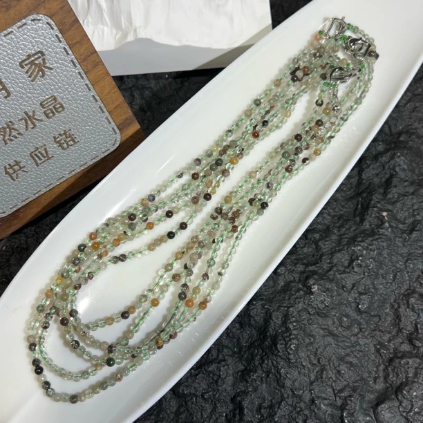 【月月家】U002天然水晶 原创多宝发晶项链3-4mm多样性发其一