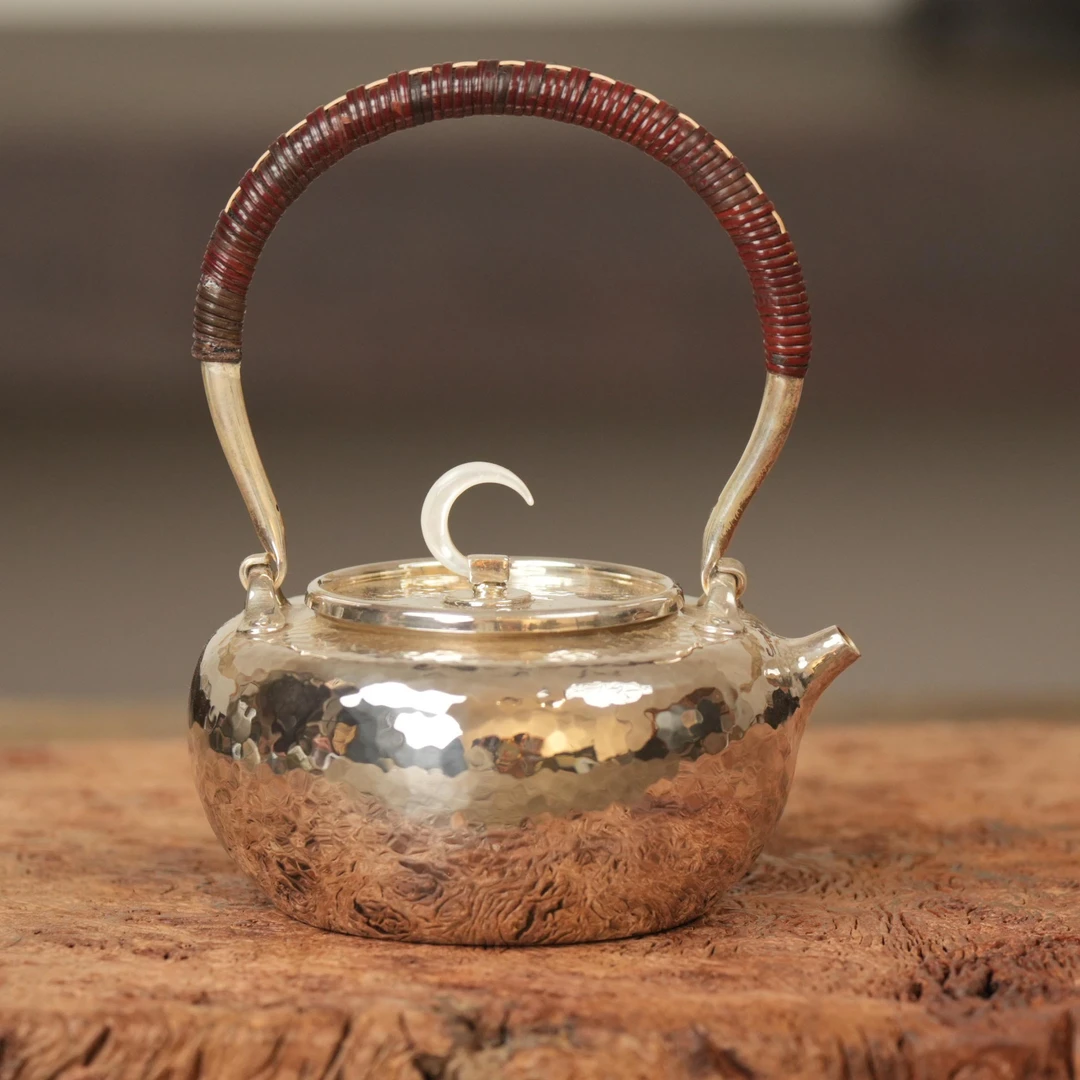 足银银制品 银器丨月牙小提梁茶壶
