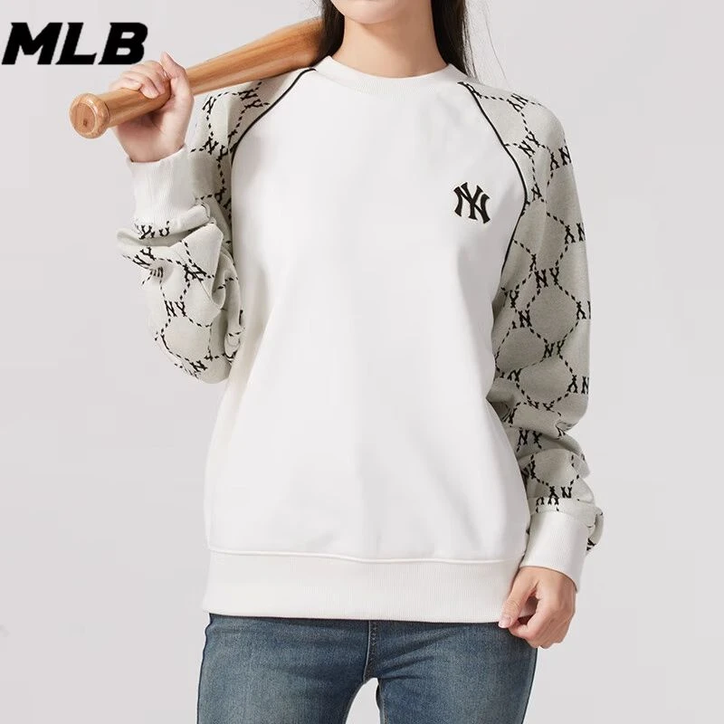 MLB 24秋季新款NY时尚情侣宽松卫衣休闲舒适透气套头衫专柜正品