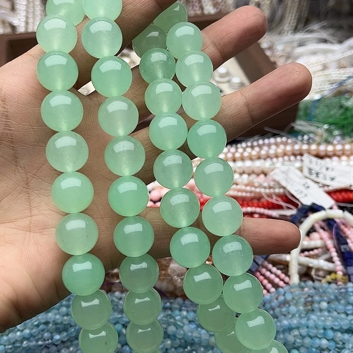 玛瑙/玉髓未镶嵌珠宝半成品一条14mm左右翠玉