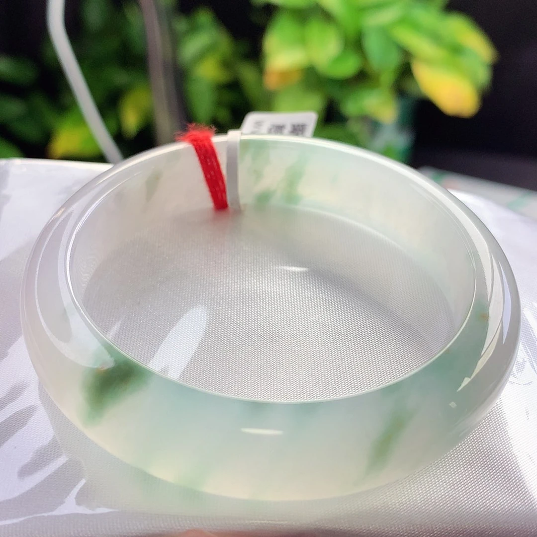 未镶嵌手镯翡翠54-55圈口芙蓉绿飘芙蓉花19号