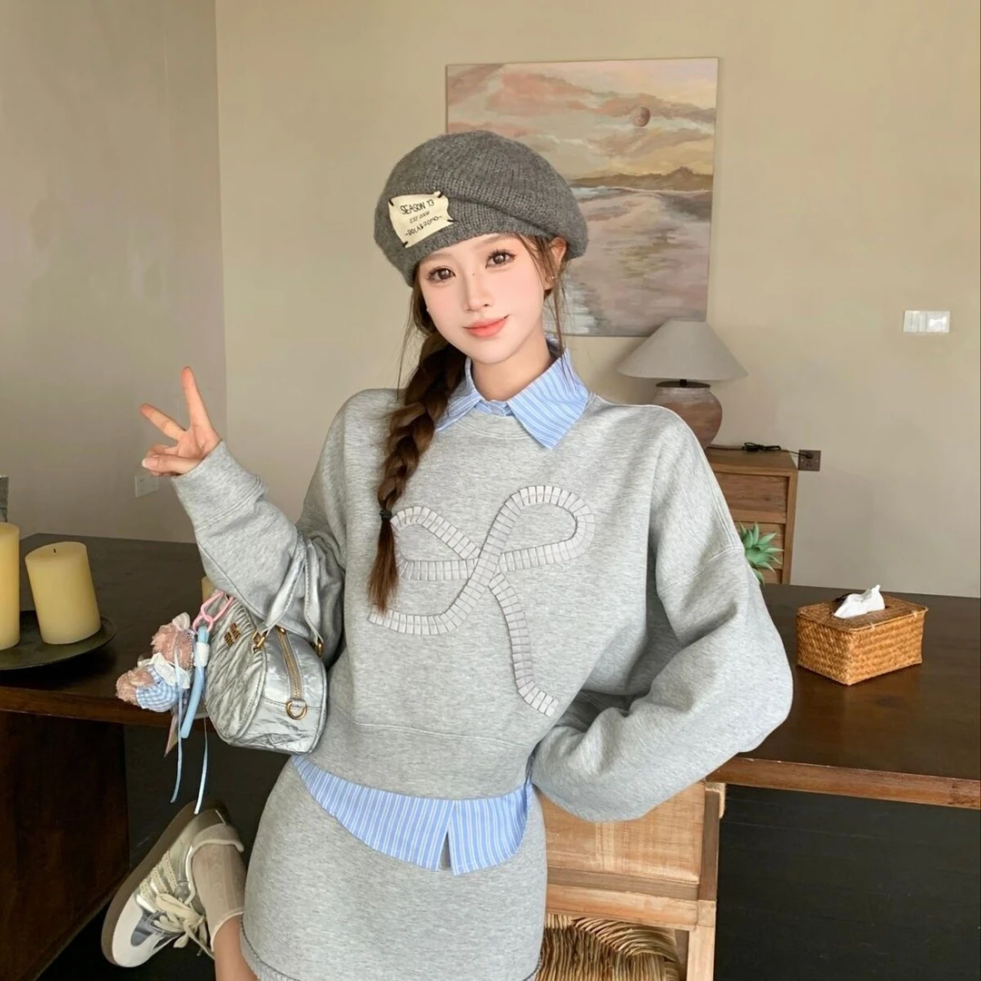 学院风穿搭一整套装连衣裙子秋季2025秋冬新款女装高级感卫衣短裙