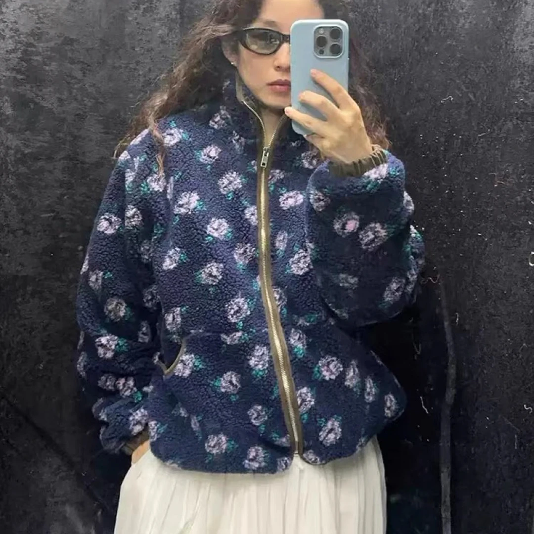 小韩泡菜s立领绒绒外套上衣