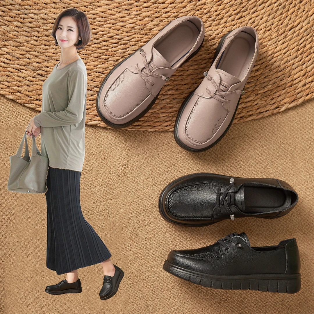 2025春秋款妈妈鞋单鞋软底舒适中老年老人奶奶不累脚女鞋中年皮鞋
