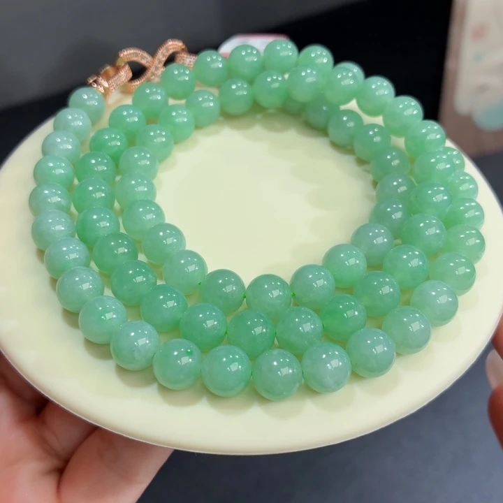 翡翠未镶嵌手链冰胶果绿卡8.5