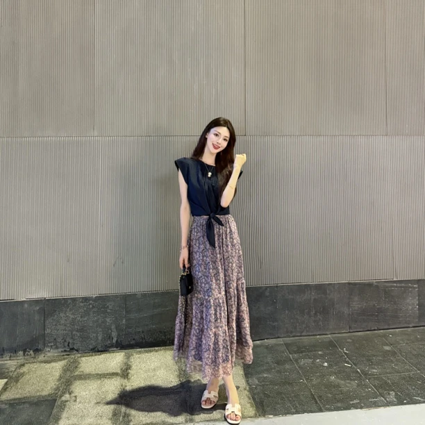 GIRDEAR/哥弟「莫奈花园」优雅气质高级淑女仙女半身裙1200355