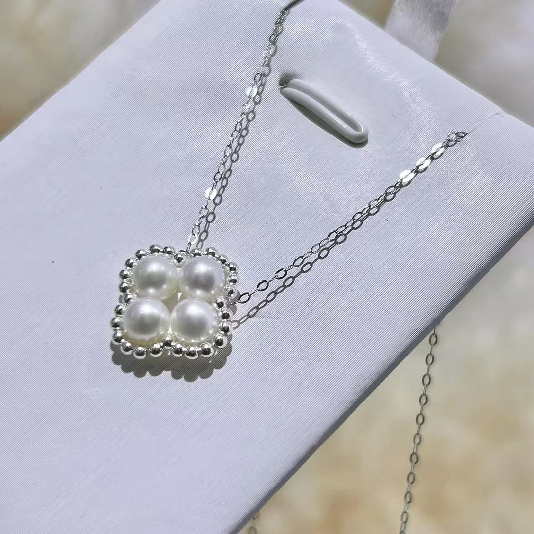 淡水珍珠四叶草吊坠 5-6mm S925银 LD052（赠链）