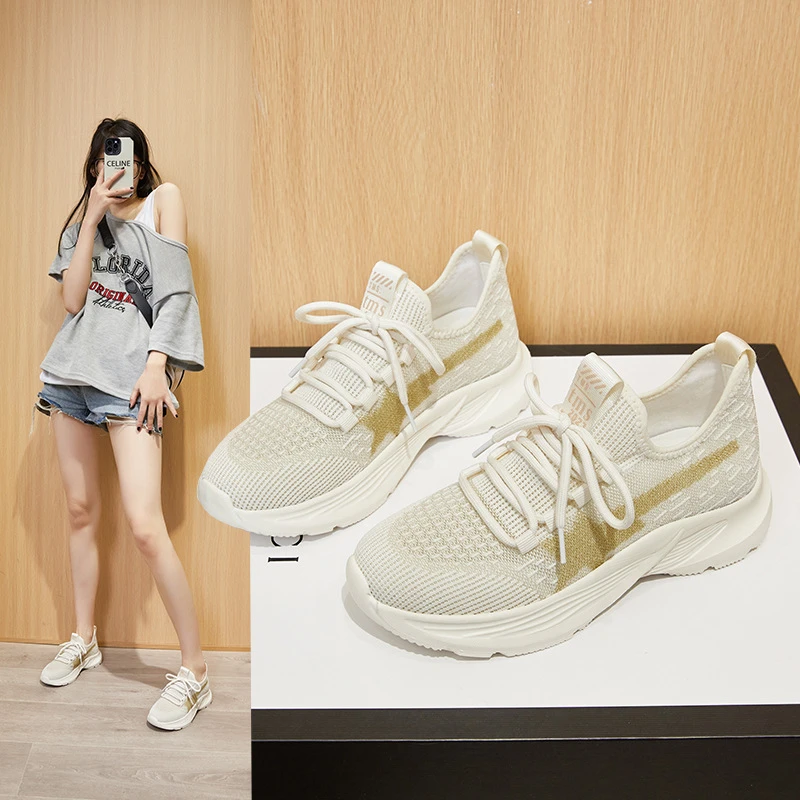 飞织女鞋2023春夏季新款透气网鞋软底软面休闲运动鞋百搭跑步鞋女
