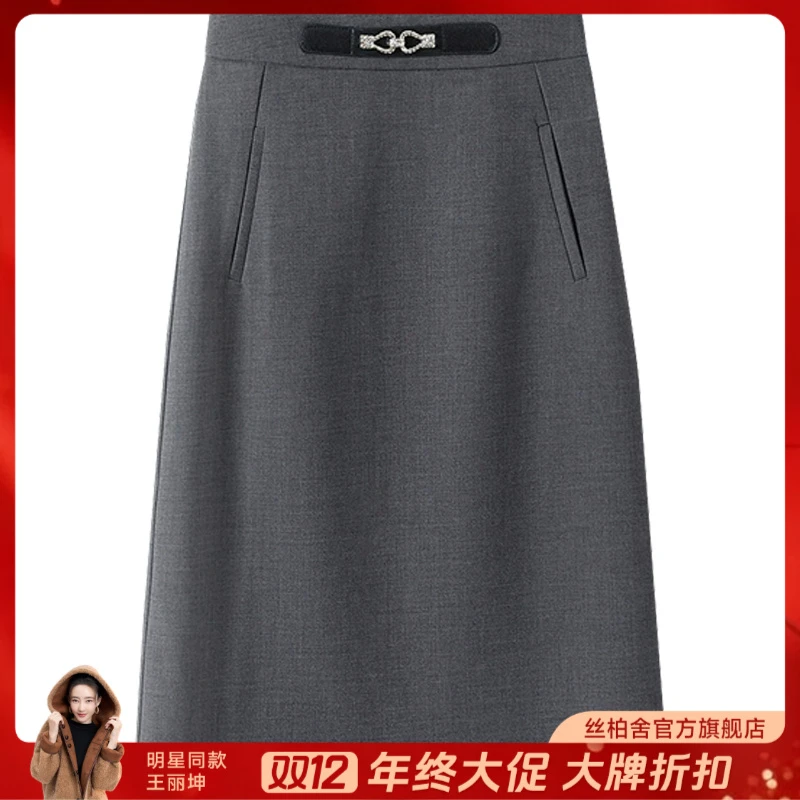 她池2025流光风冬季新款女气质显瘦高腰A字通勤半身裙T43B4280B
