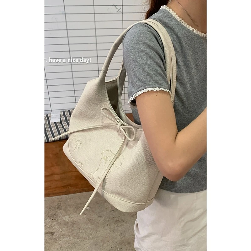 韩系手提菜篮子包包女2025新款时尚牛仔帆布托特包大容量腋下包