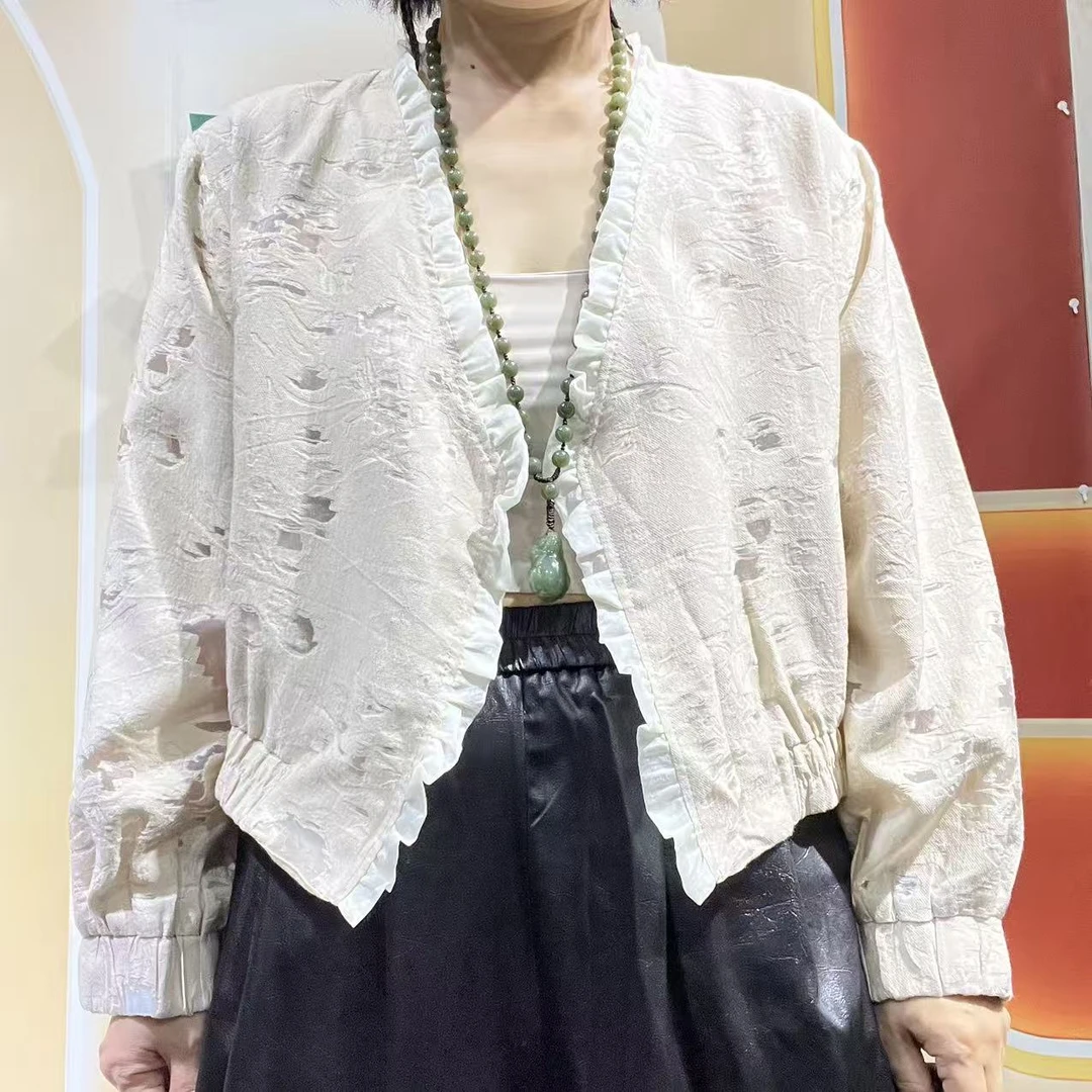 时尚站（A2）女士开衫提花个性短外套10385