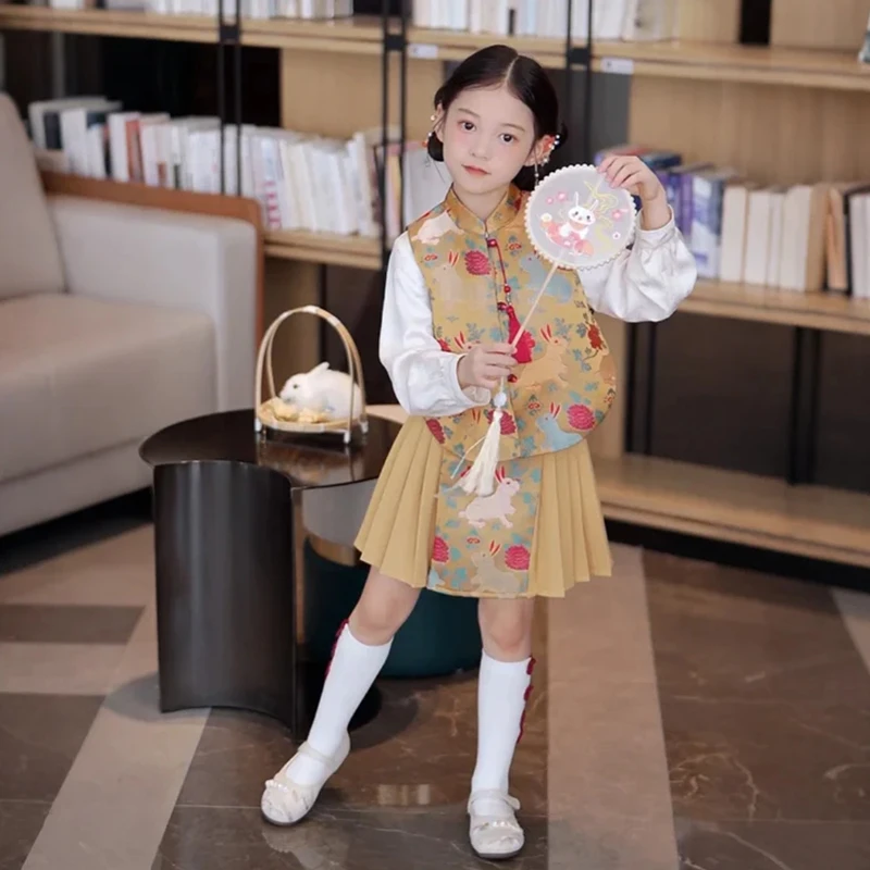 媛媛公主2025女童秋款套装经典国风气质时髦洋气两件套15351Y239