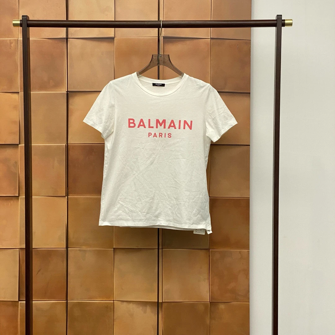 99新 BALMAIN/巴尔曼 Balmain白粉字母logo短袖/m码/99新/30926