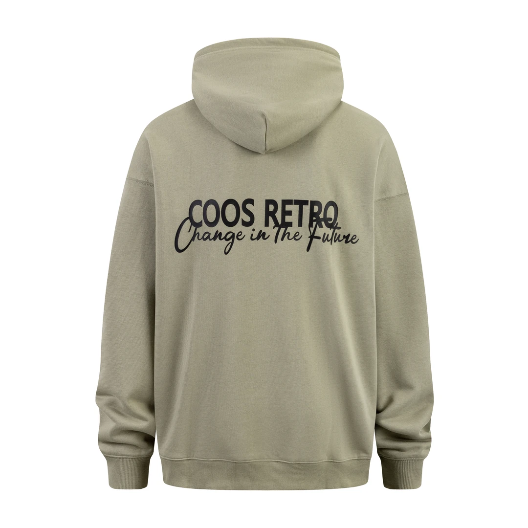 [青]CoosRetro美式复古LOGO印花时尚宽松连帽卫衣JLC-COOSJ005