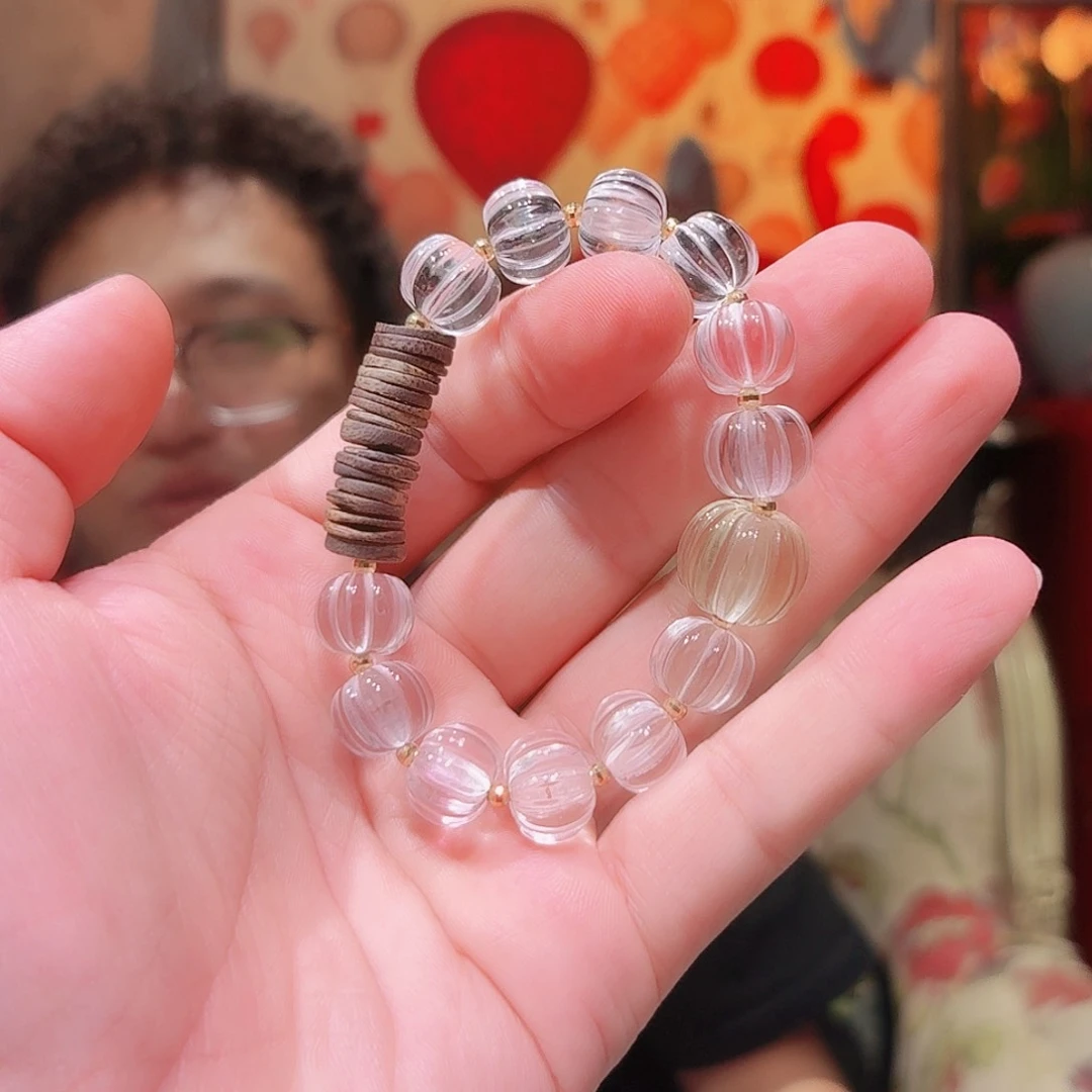 水晶手串18K金镶嵌手串