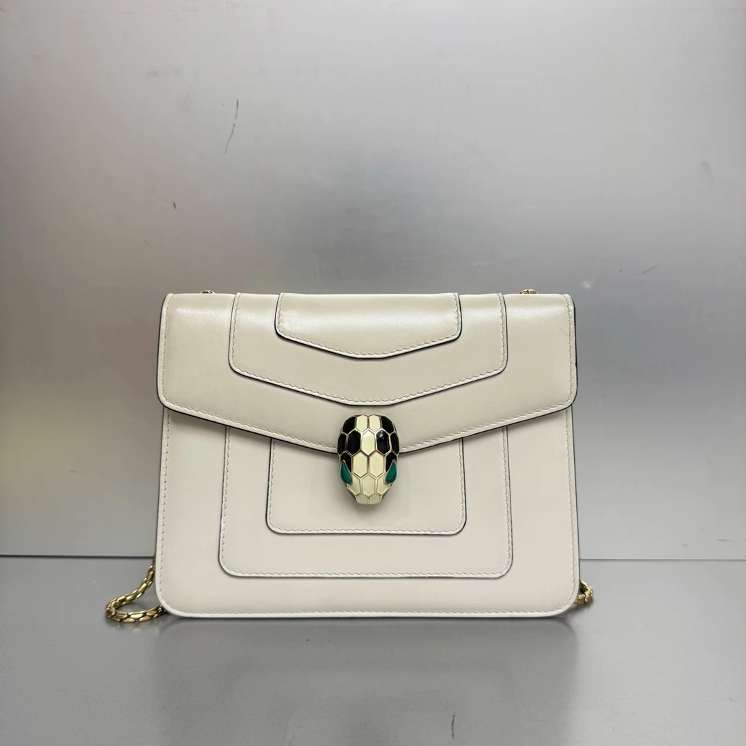95新 BVLGARI/宝格丽 宝格丽白色蛇头包小号 99新