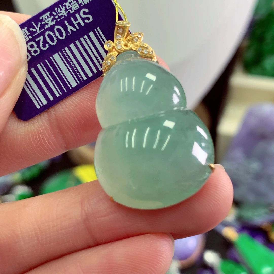 翡翠18K金镶嵌吊坠(不含链)