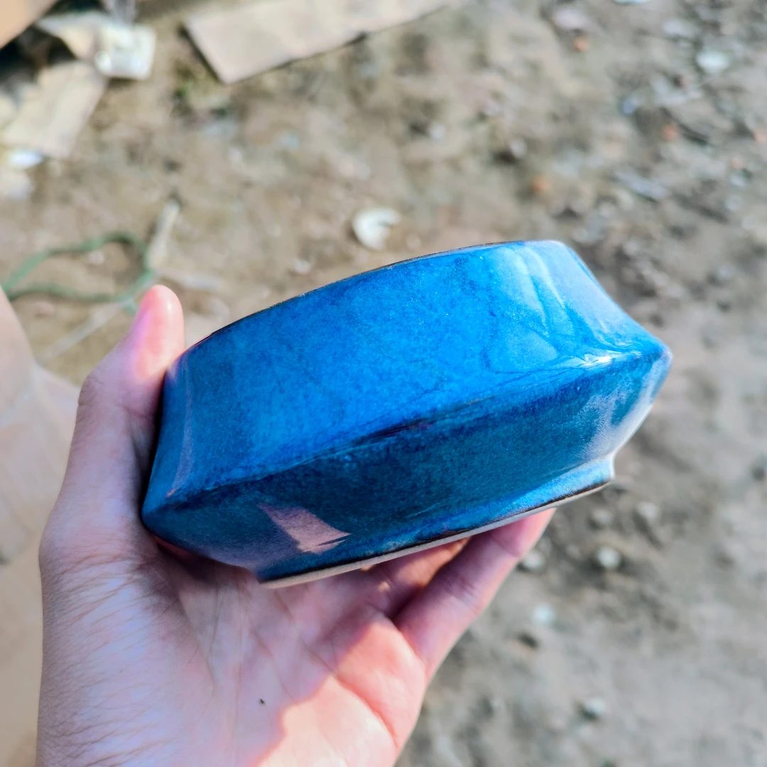 82号 高温窑变釉花盆 肚13*5.5