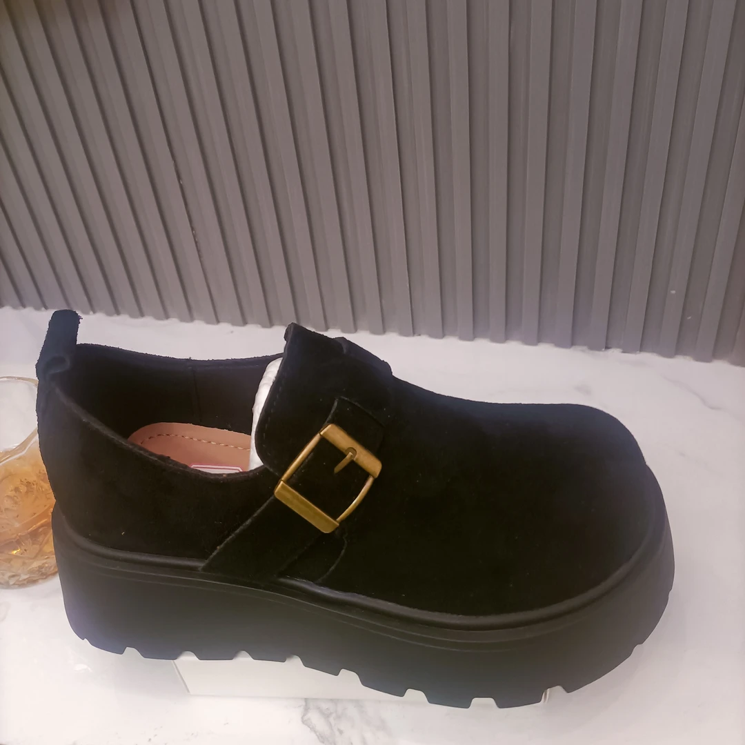 松糕厚底勃肯鞋女2025年新款小个子增高丑萌单鞋春秋一脚蹬乐福鞋