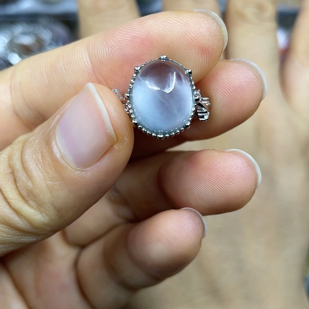 【闪购商品】银S925镶嵌珠宝半成品水晶戒指