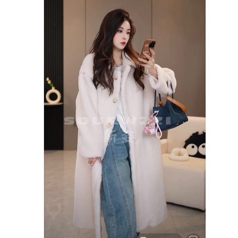 SOURWZZI/所姿新款骆驼绒长款时尚宽松休闲女士羊毛外套SZ-S11090